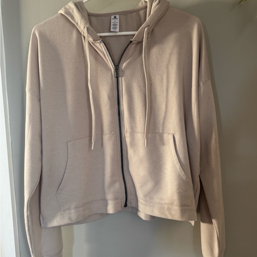 90 Degree By Reflex Cream Zip-Up Hoodie